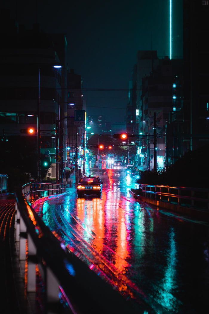 Neon Dreams: Urban Symphony in the Rain