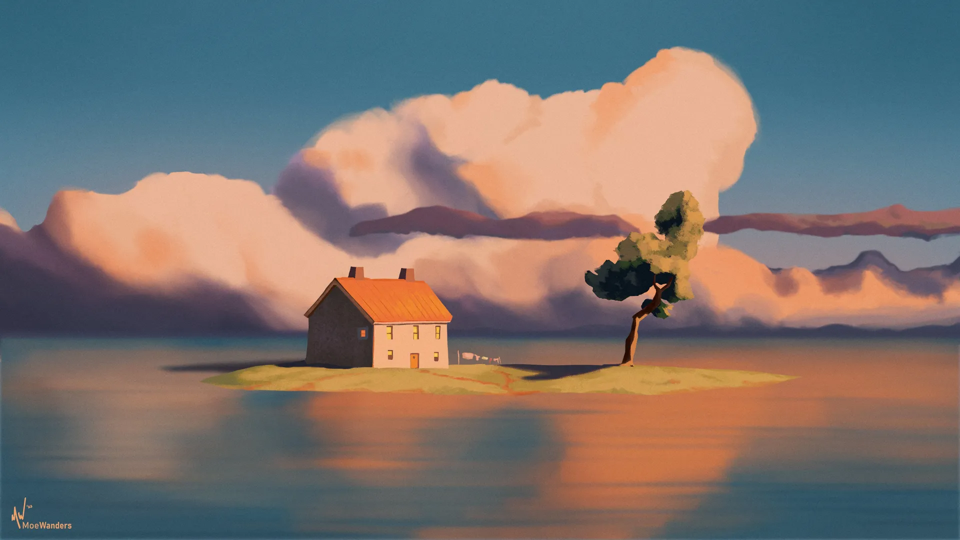 Island of Solitude: Sunset Reflections