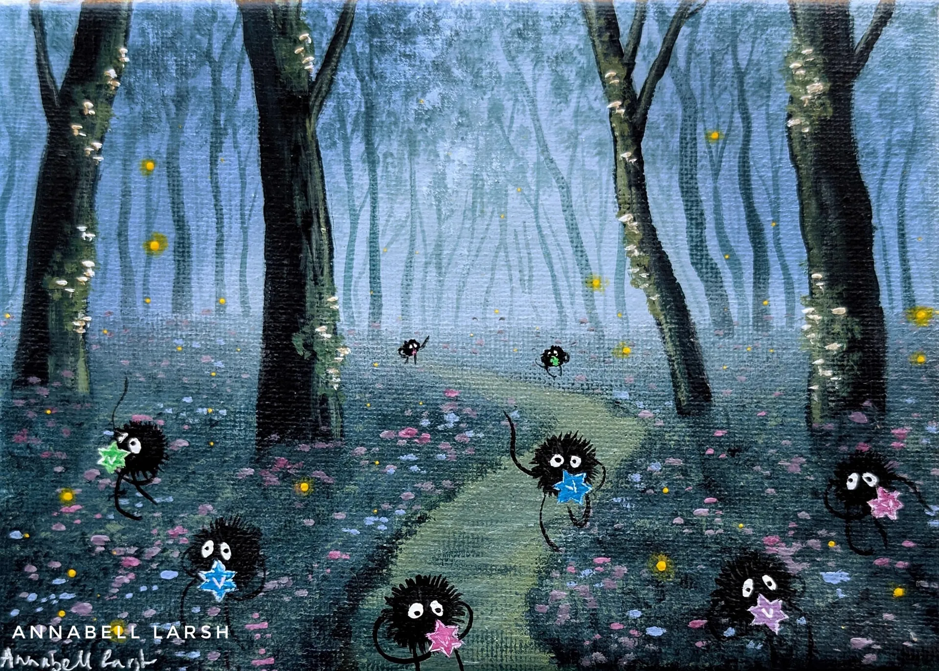 Whimsical Forest Dance of Star Creatures