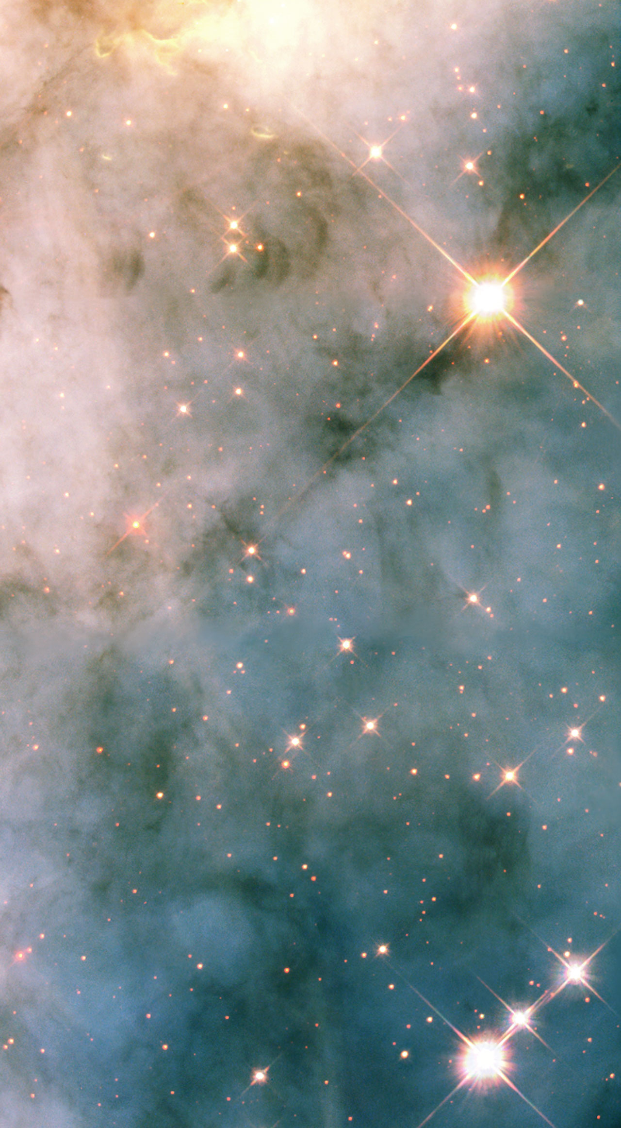 Hubble photographs turbulent neighborhood near eruptive star