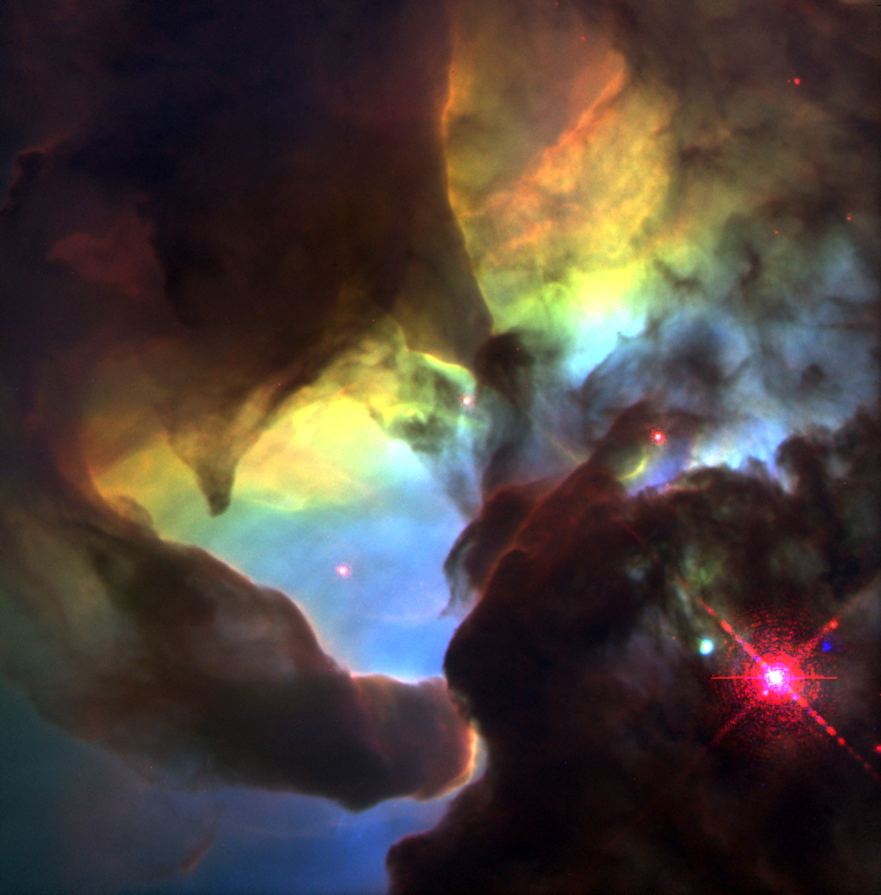 Giant 'twisters' in the Lagoon Nebula
