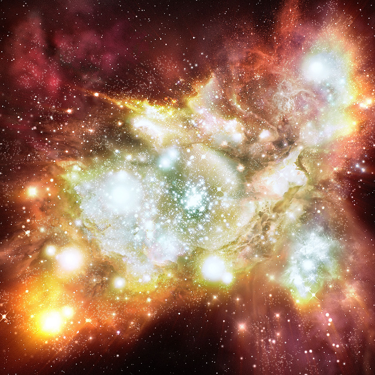 Mega starbirth cluster is biggest, brightest and hottest ever seen (artist's impression)