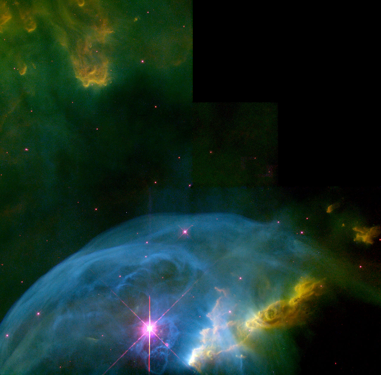 An expanding bubble in space