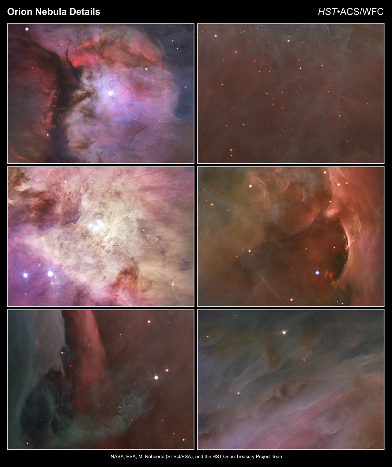 Close-up images of the Orion Nebula