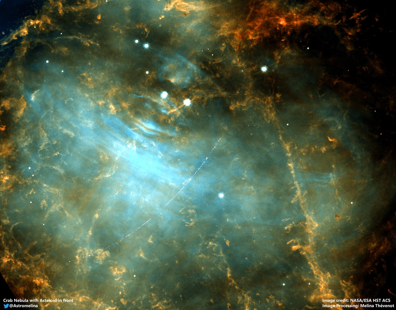 Asteroid in the Crab Nebula (M1)