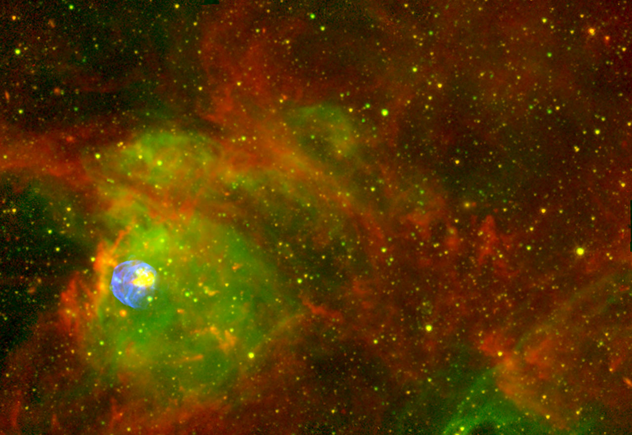 Spitzer, Chandra, CTIO Image of N 63A - Wide Field