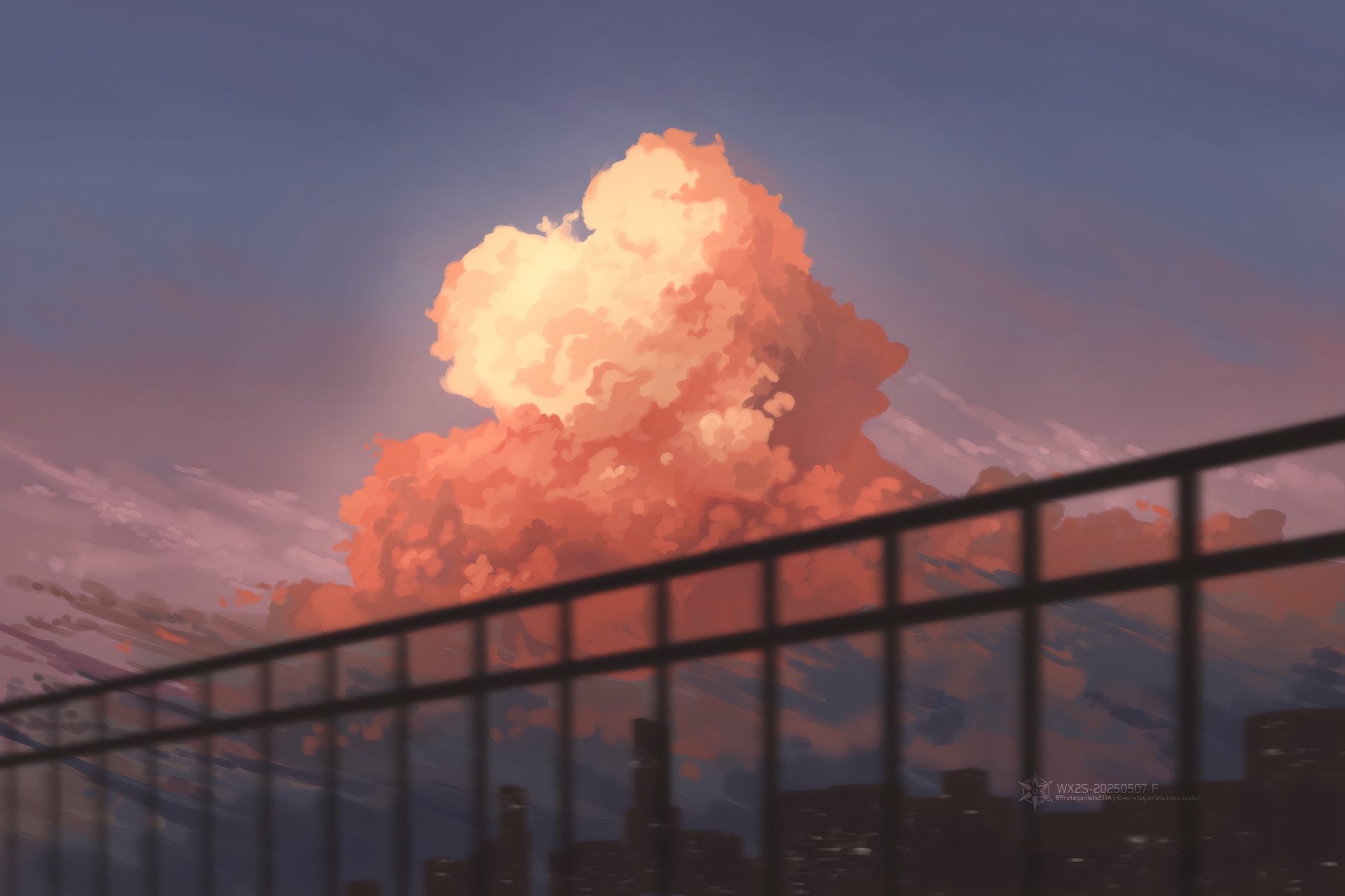 Railing, Iron railing & Clouds