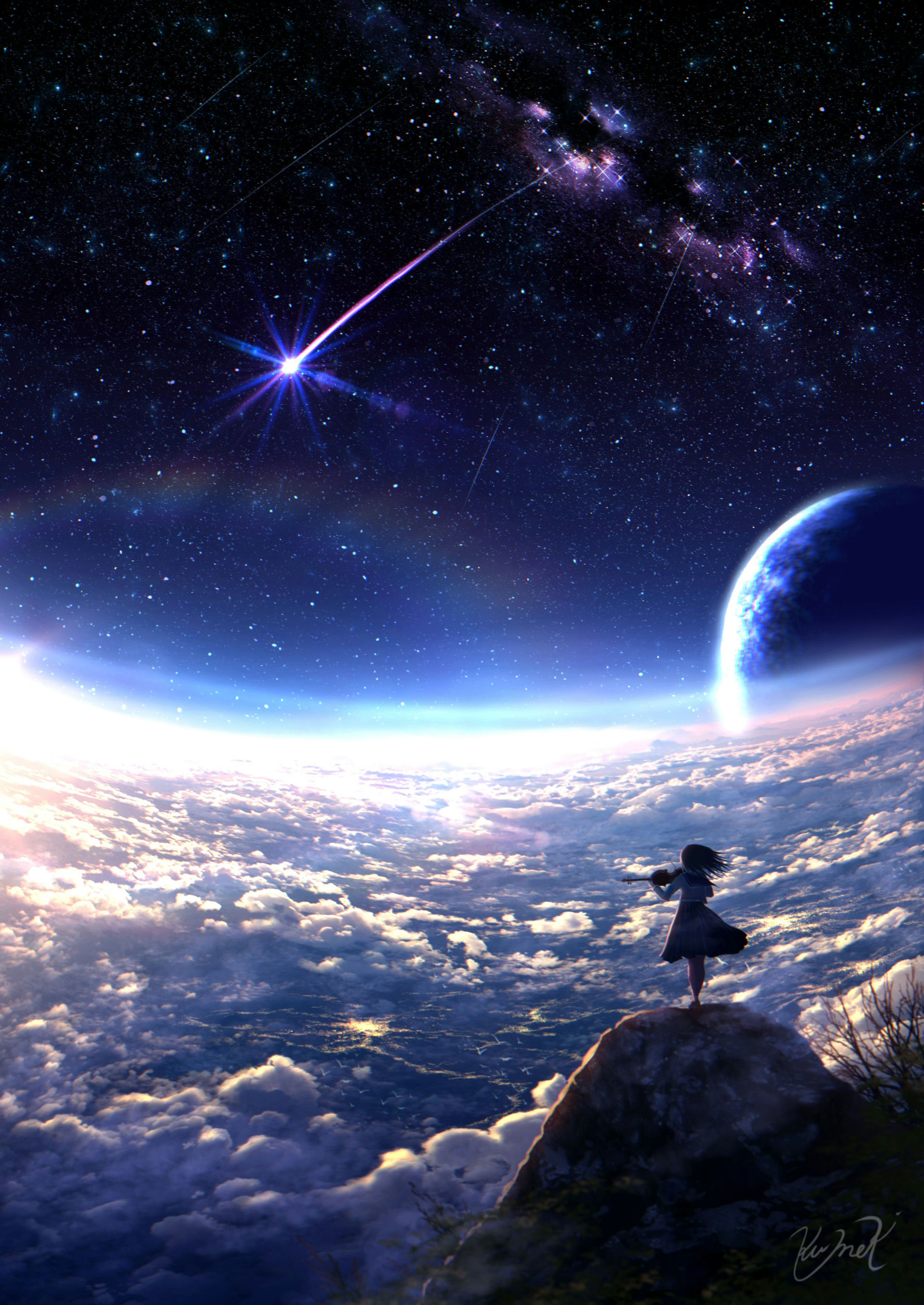 Anime girls, Rocks & Kumeki