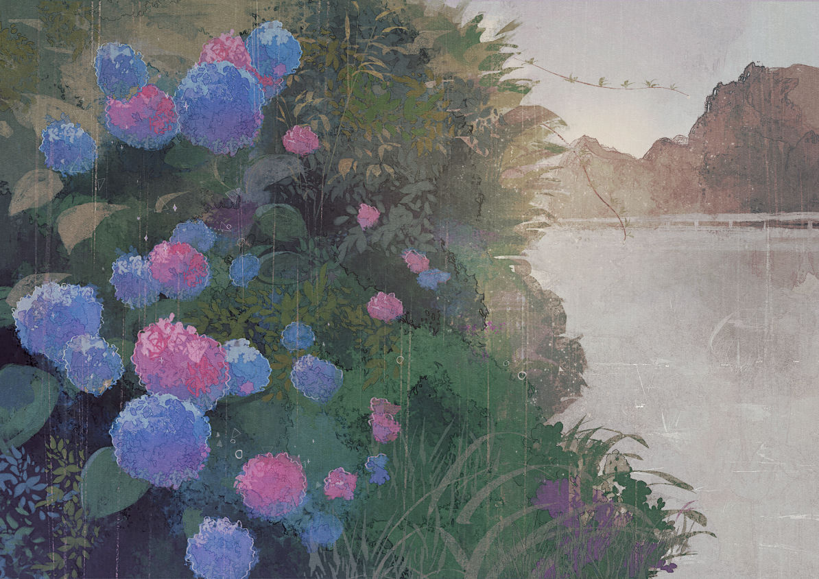 Blue Flower & Bush
