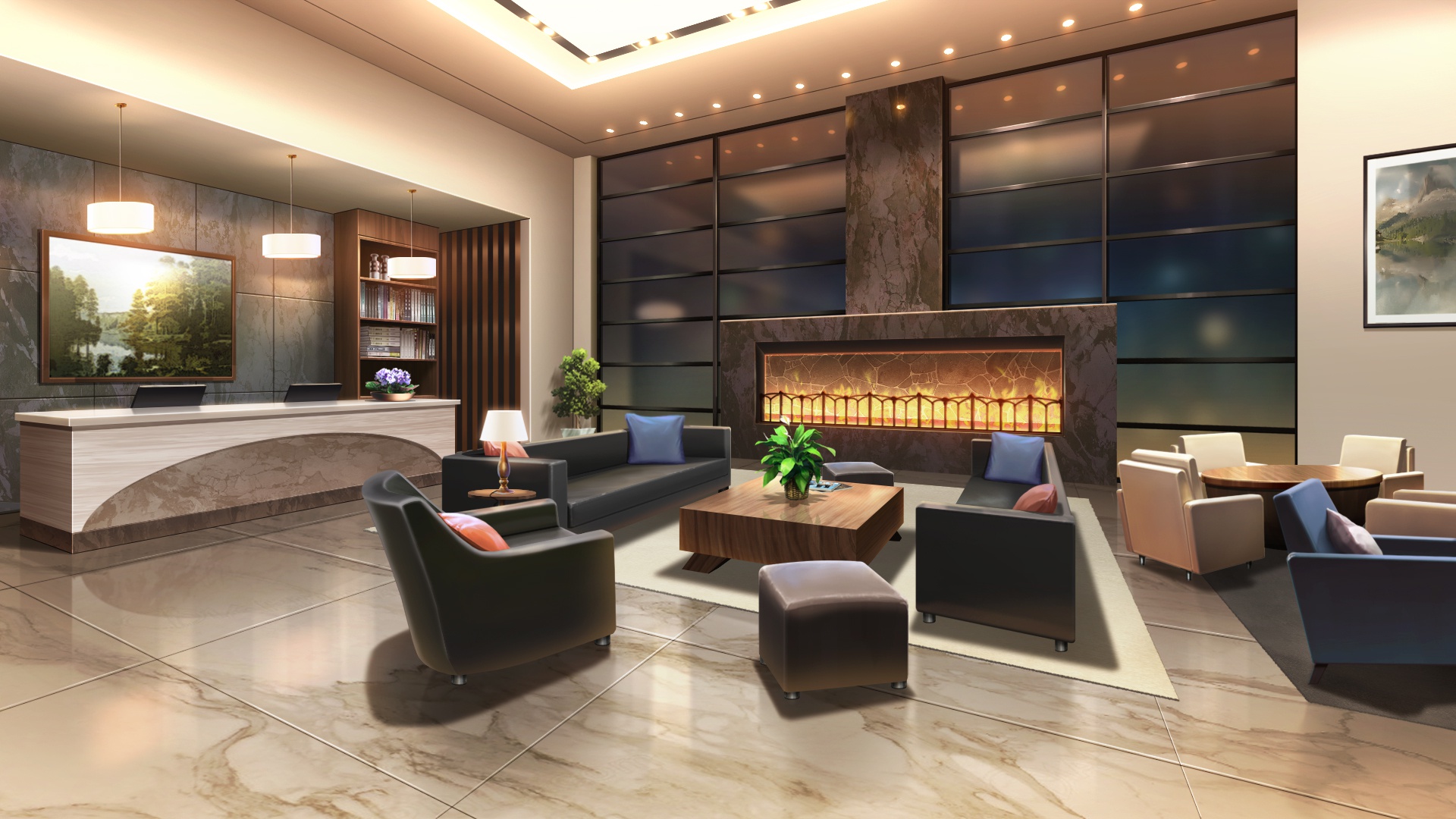 Bookshelf & Ceiling Light