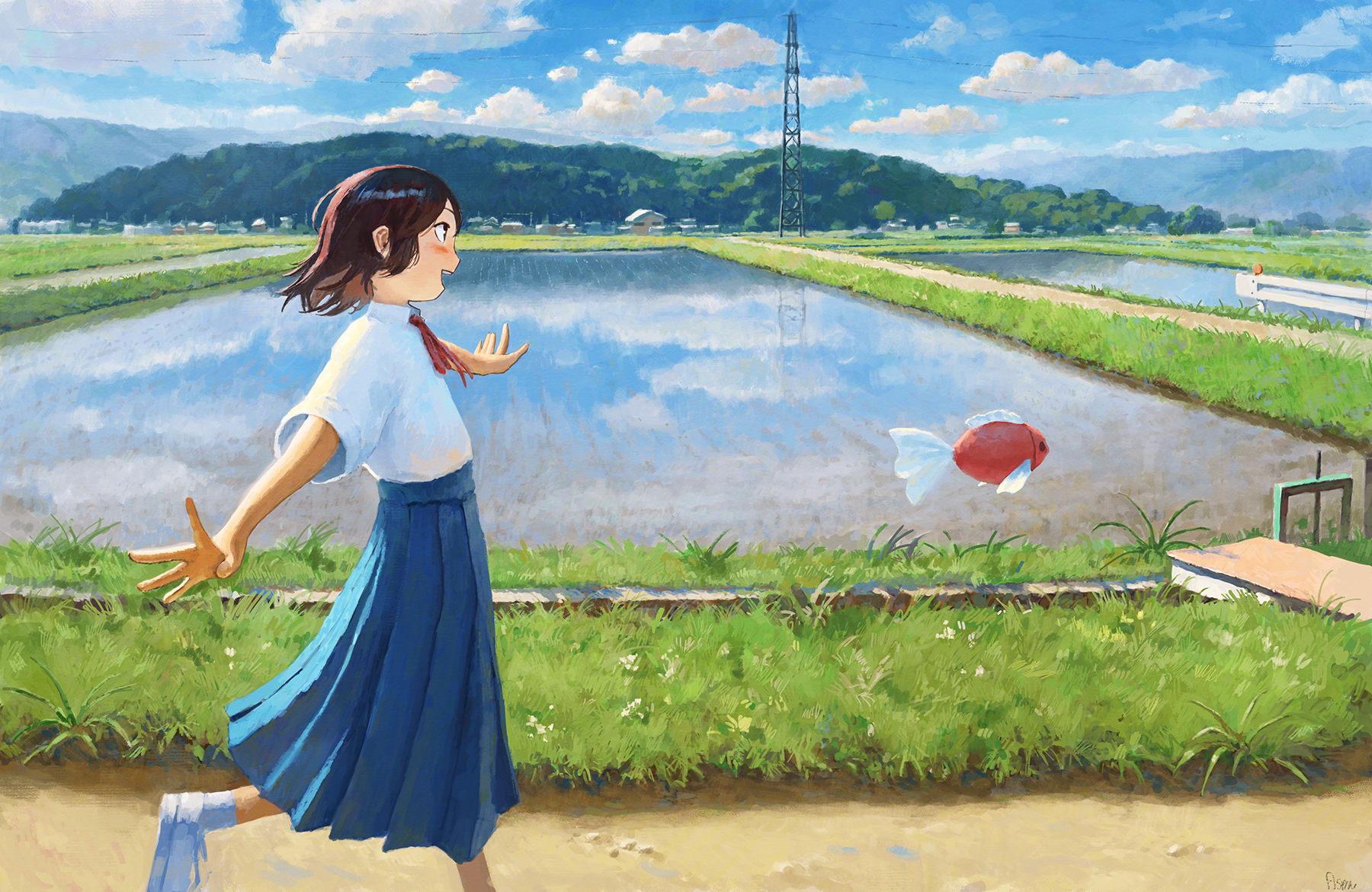 1Girl & Blue Skirt