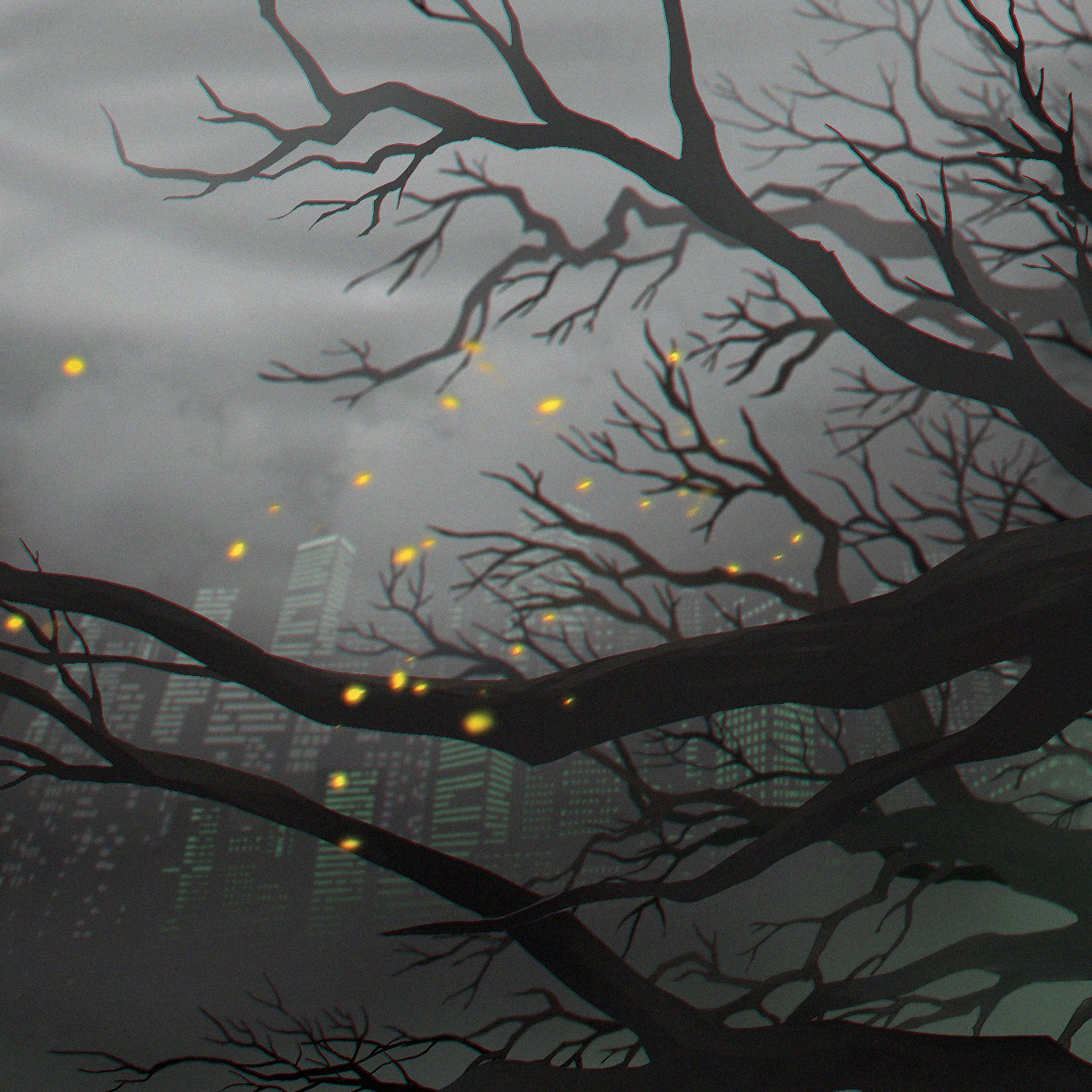 Bare Tree & Cityscape