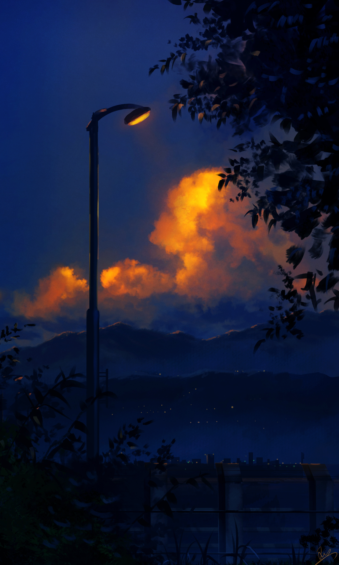 Lamppost & Mountain