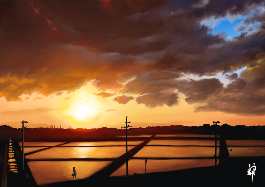 1Girl & Cloudy Sky