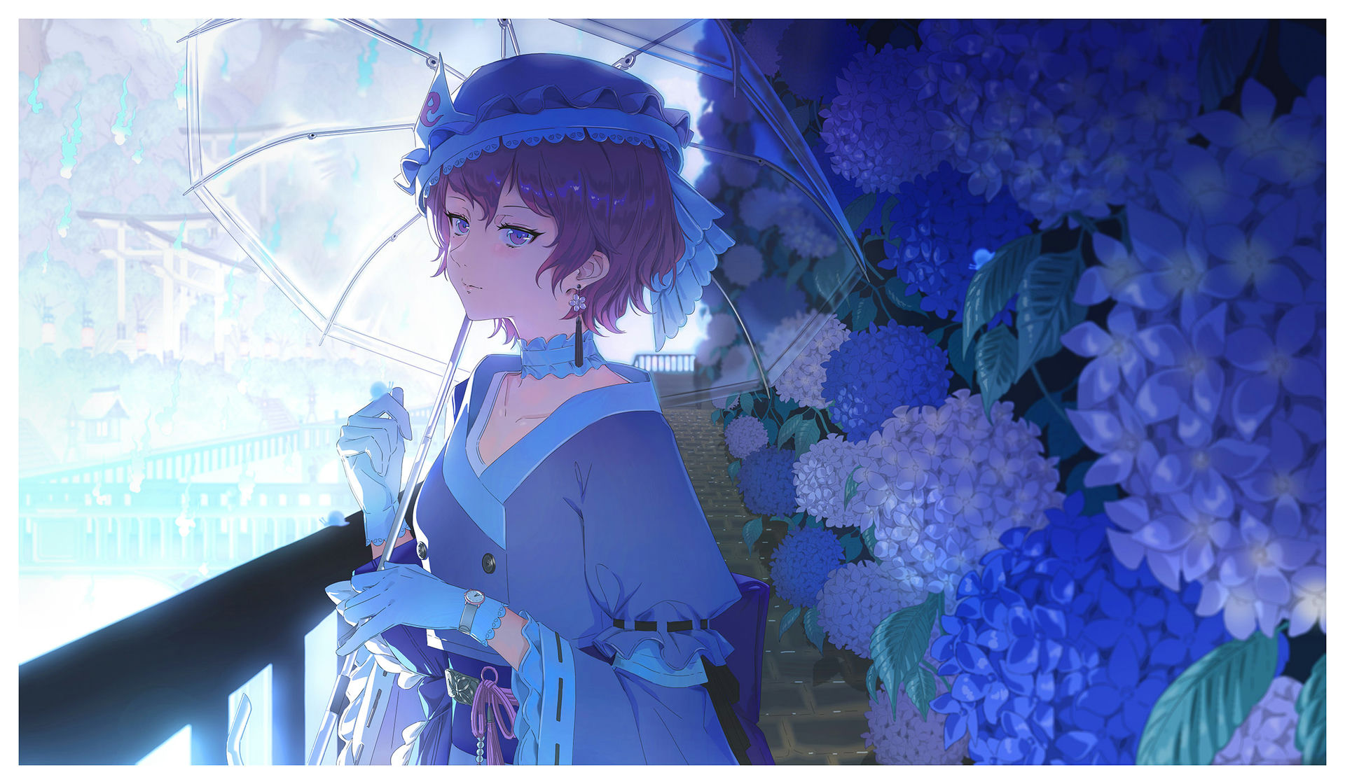 1Girl & Blue Flower