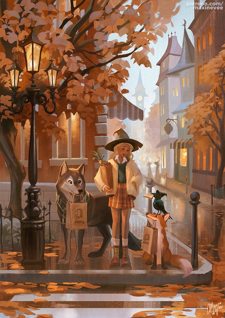 1Girl & Autumn Leaves
