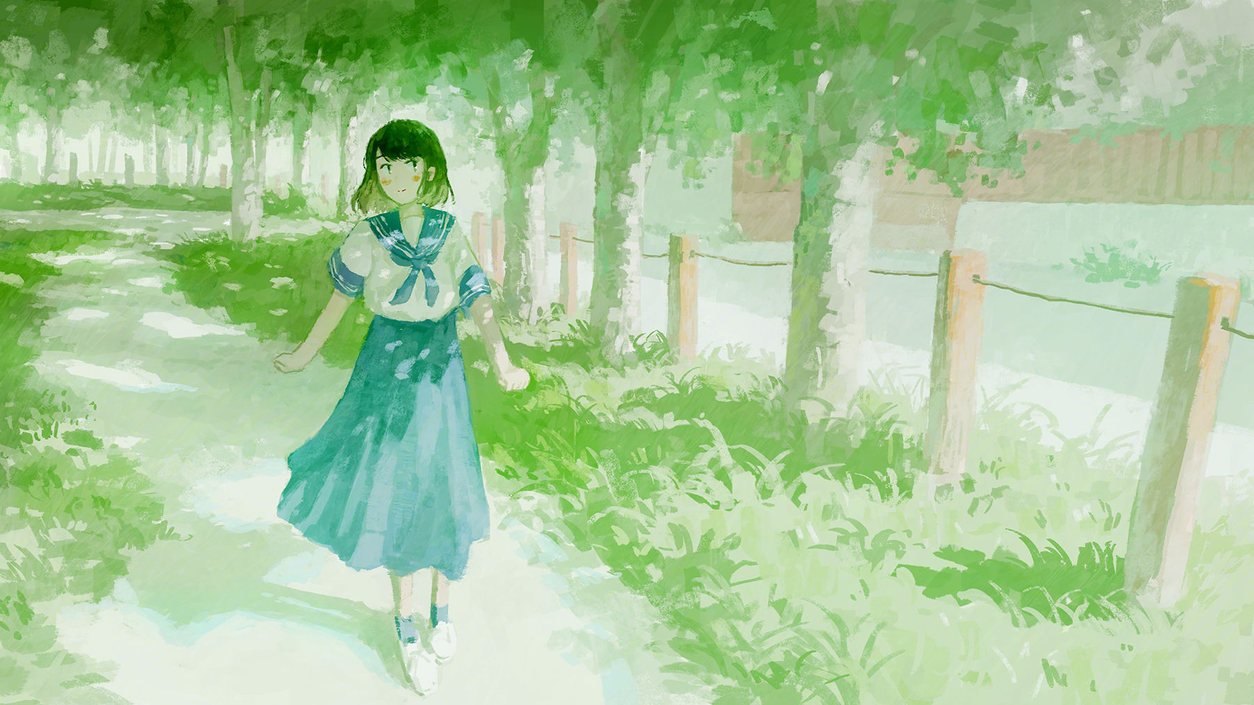 1Girl & Blue Skirt