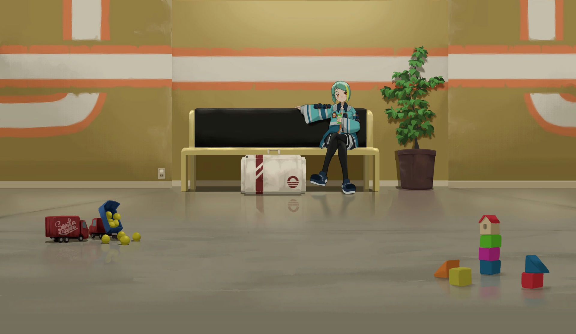 1Girl & Aqua Hair